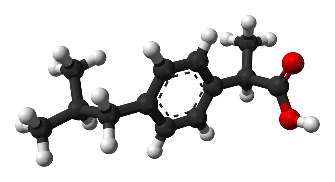 3D molecular structure of ibuprofen