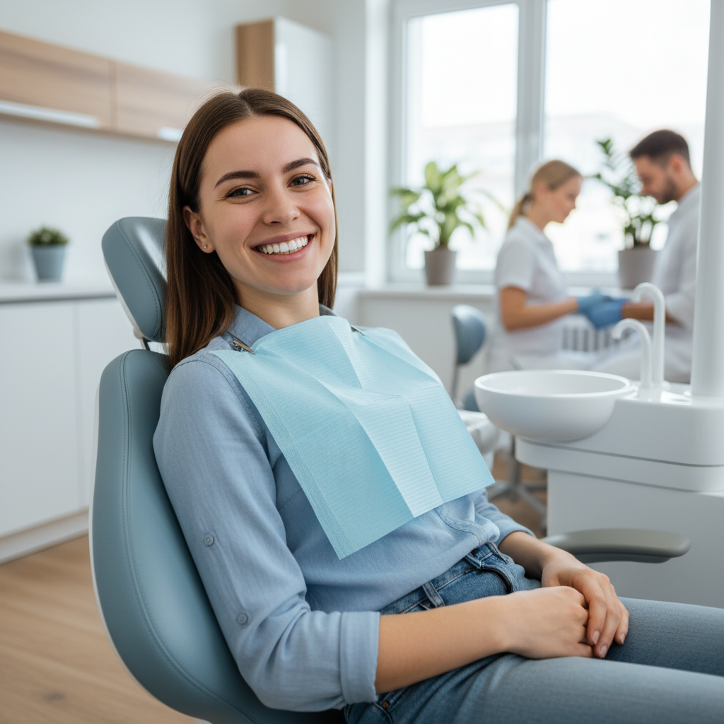 Happy patient after dental treatment